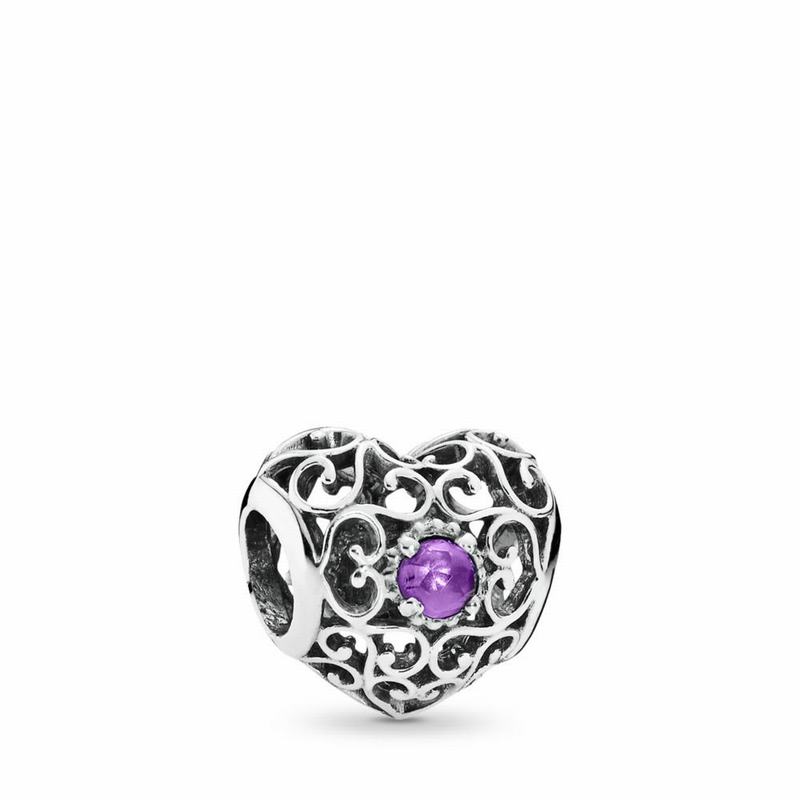 Talismane Pandora February Signature Inima Argint/Violet (eHstWcrp)